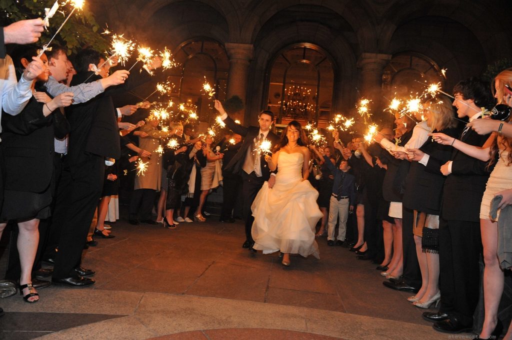 Bride and Groom with Sparklers by: Steve Worth Photography