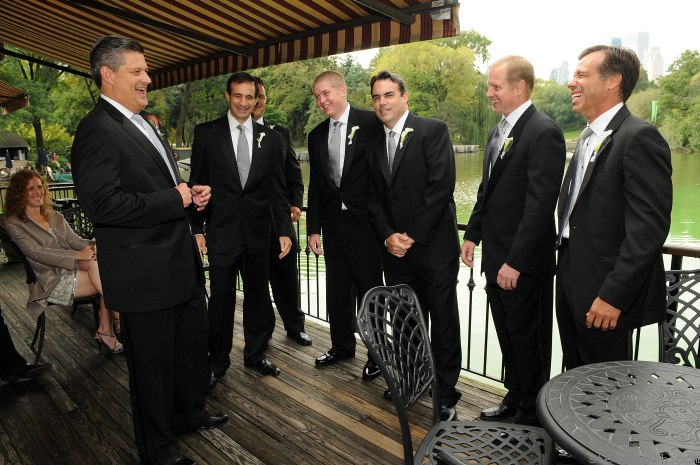 Peter and his Groomsmen on the Terrace before the Ceremony – Boathouse by: Kira Yustak