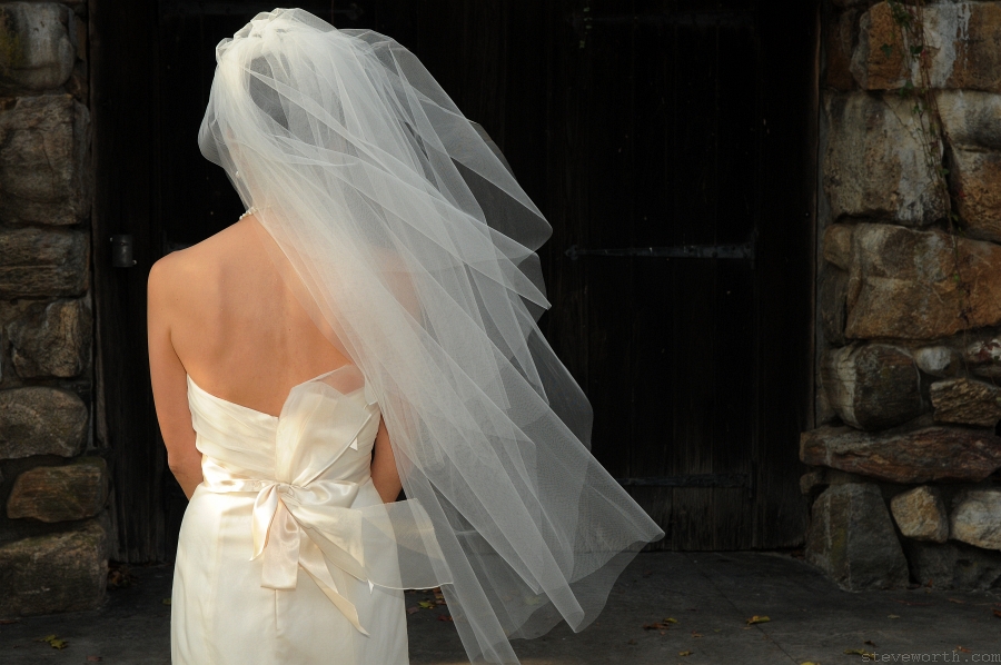 Carol’s Veil and Back of Dress outside the Barn by: Kira Yustak