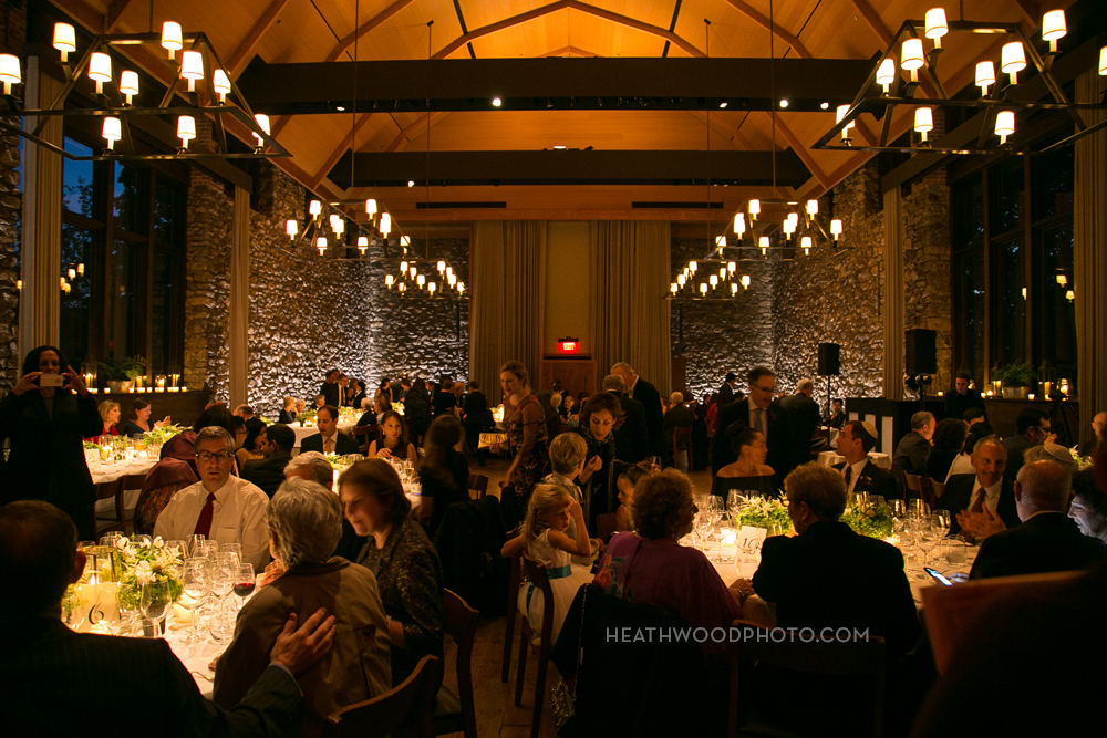 Dinner in stone barn by: Heathwood Photo