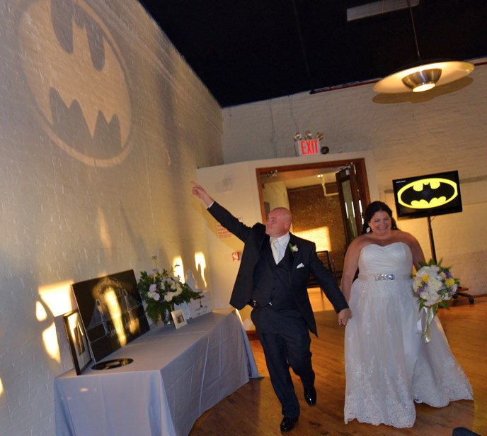 Entrance to Reception with Batman Logo by: Kira Yustak