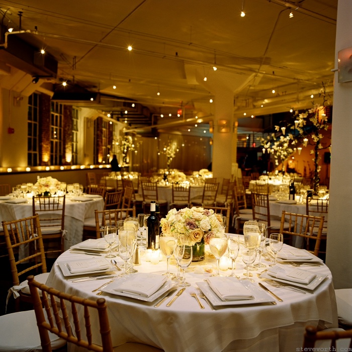 Room Shot at Tribeca Rooftop with various centerpieces by: Steve Worth Photography