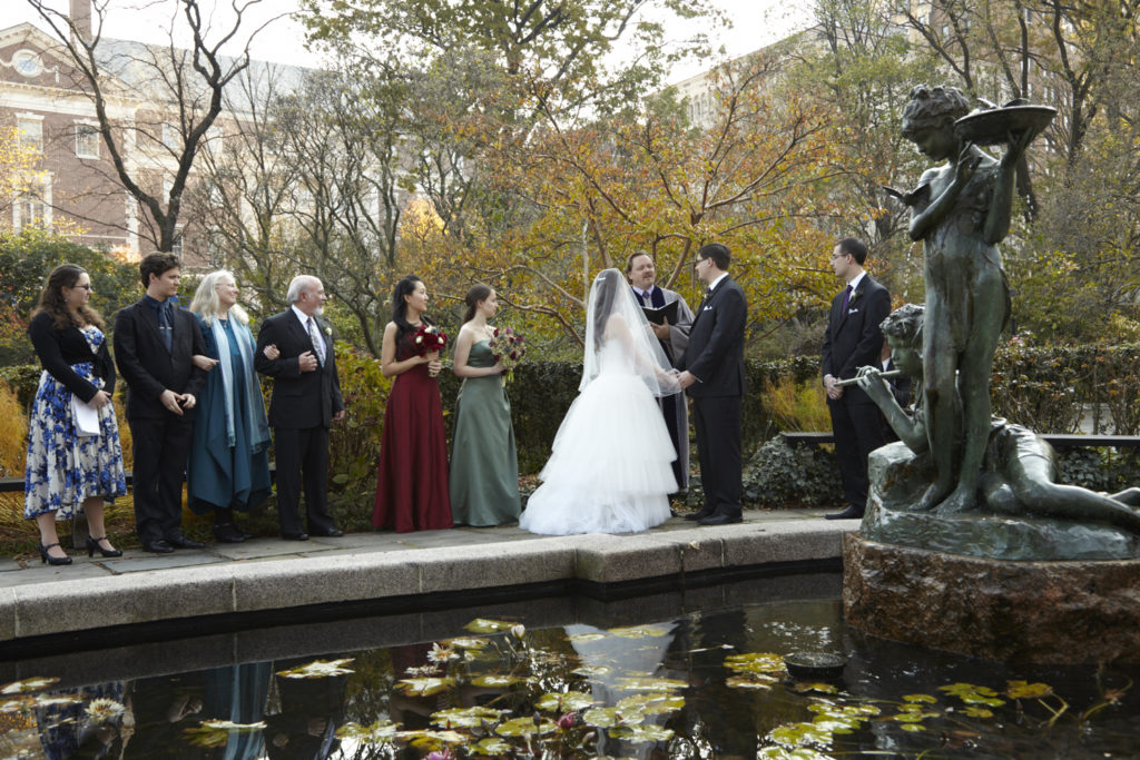 Ceremony at the Conservatory Garden, Central Park. by: Windsor Photo NYC