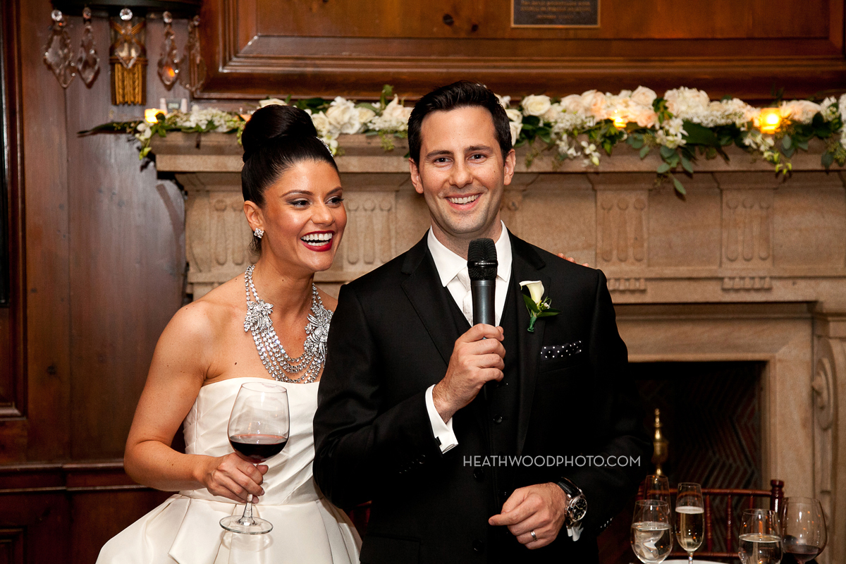 Groom and bride thank their guests by: Heathwood Photo