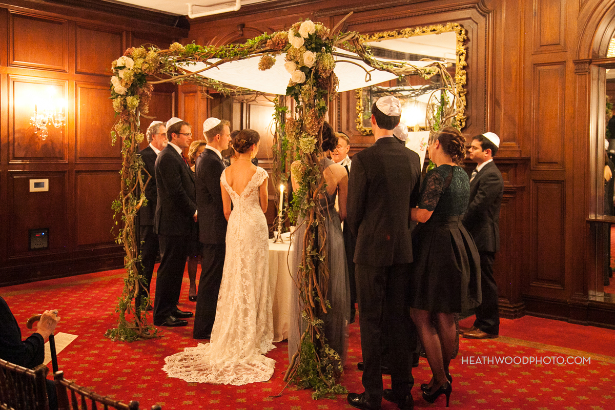 Bride and Groom get hitched under the chuppah by: Heathwood Photo
