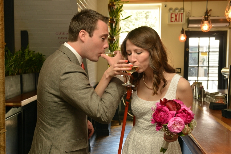Bride and Groom Toasting upon Arrival by: Steve Worth Photography