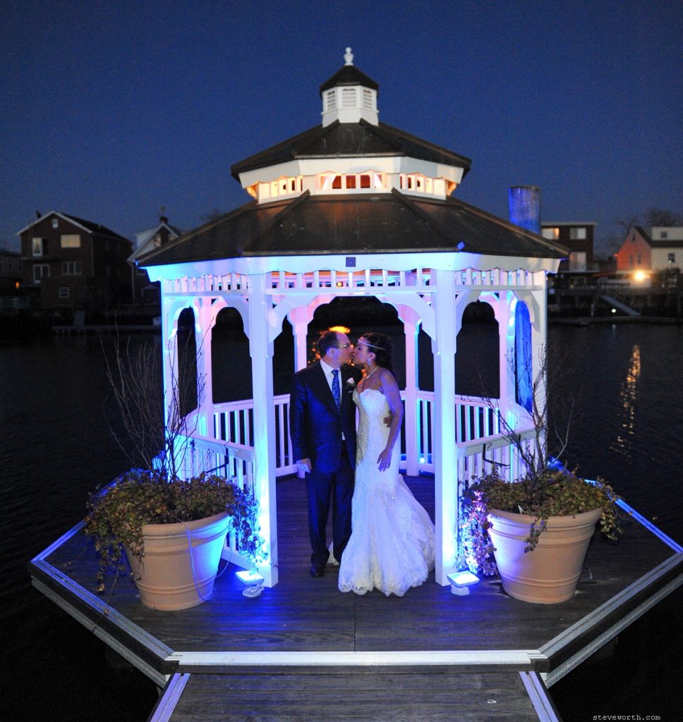 Gazebo on the Water at Night by: Steve Worth Photography