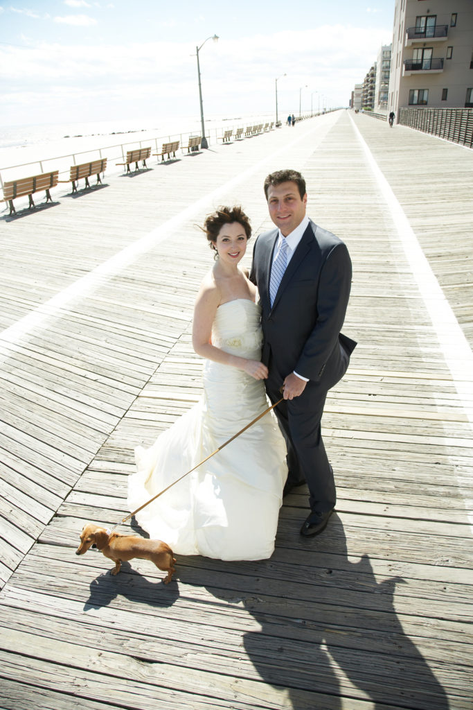 Bride and groom with their beloved dog. by: Windsor Photo NYC