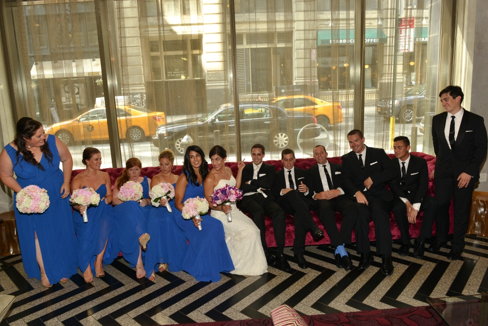Full Bridal Party in the Lobby by: Steve Worth Photography