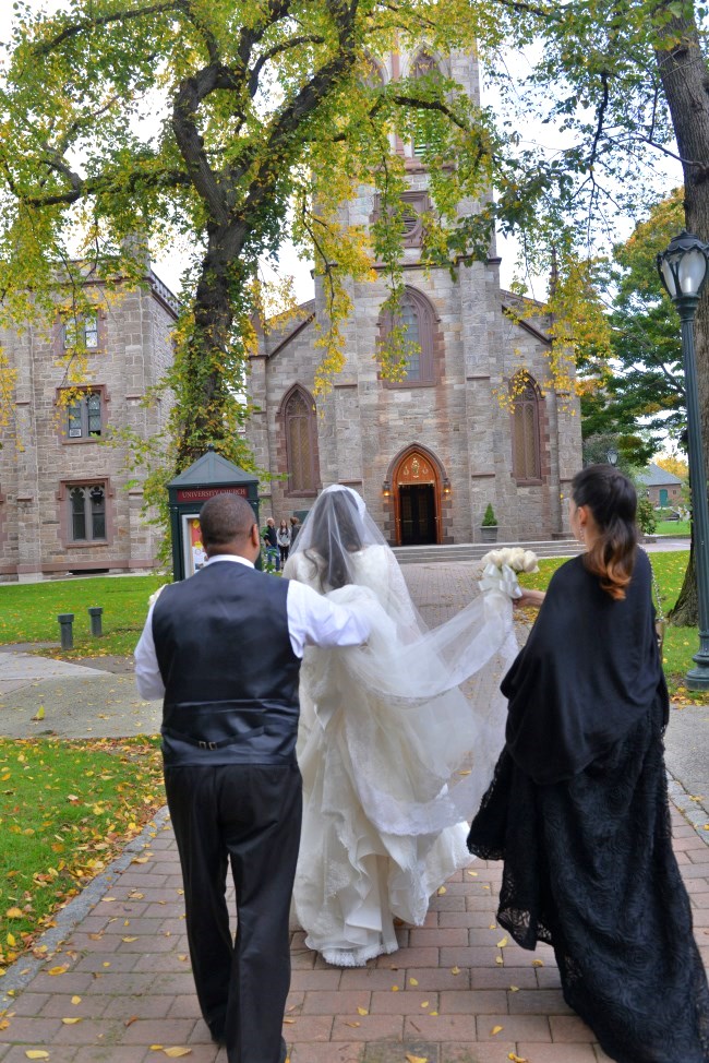 Bride walking to the Church by: Steve Worth Photography